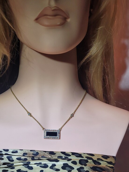 Judith Ripka Jewelry - Judith Ripka Black Spinel Onyx Diamonique 14k Gold Clad Necklace. Art Deco Style
